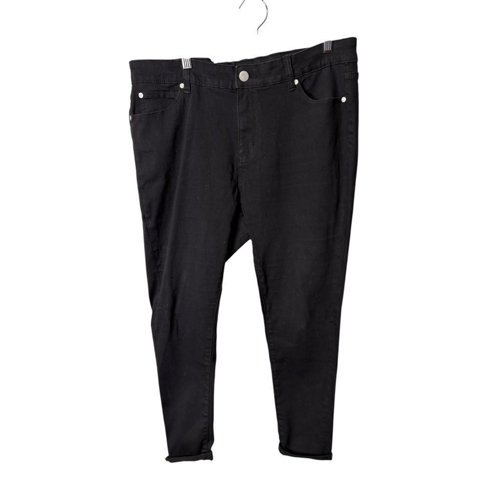 Tahari Black Jamie Roll Cuff Skinny Jeans Plus Size 16W
